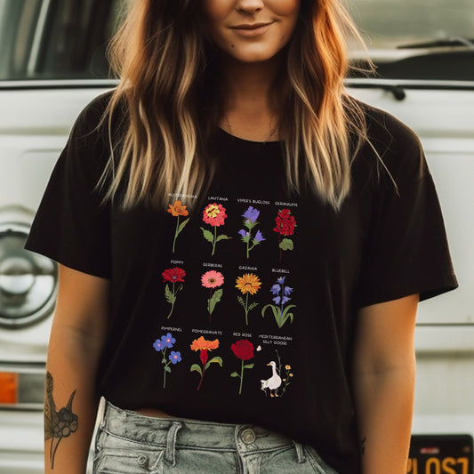 SIlly Goose & Flowers T-Shirt