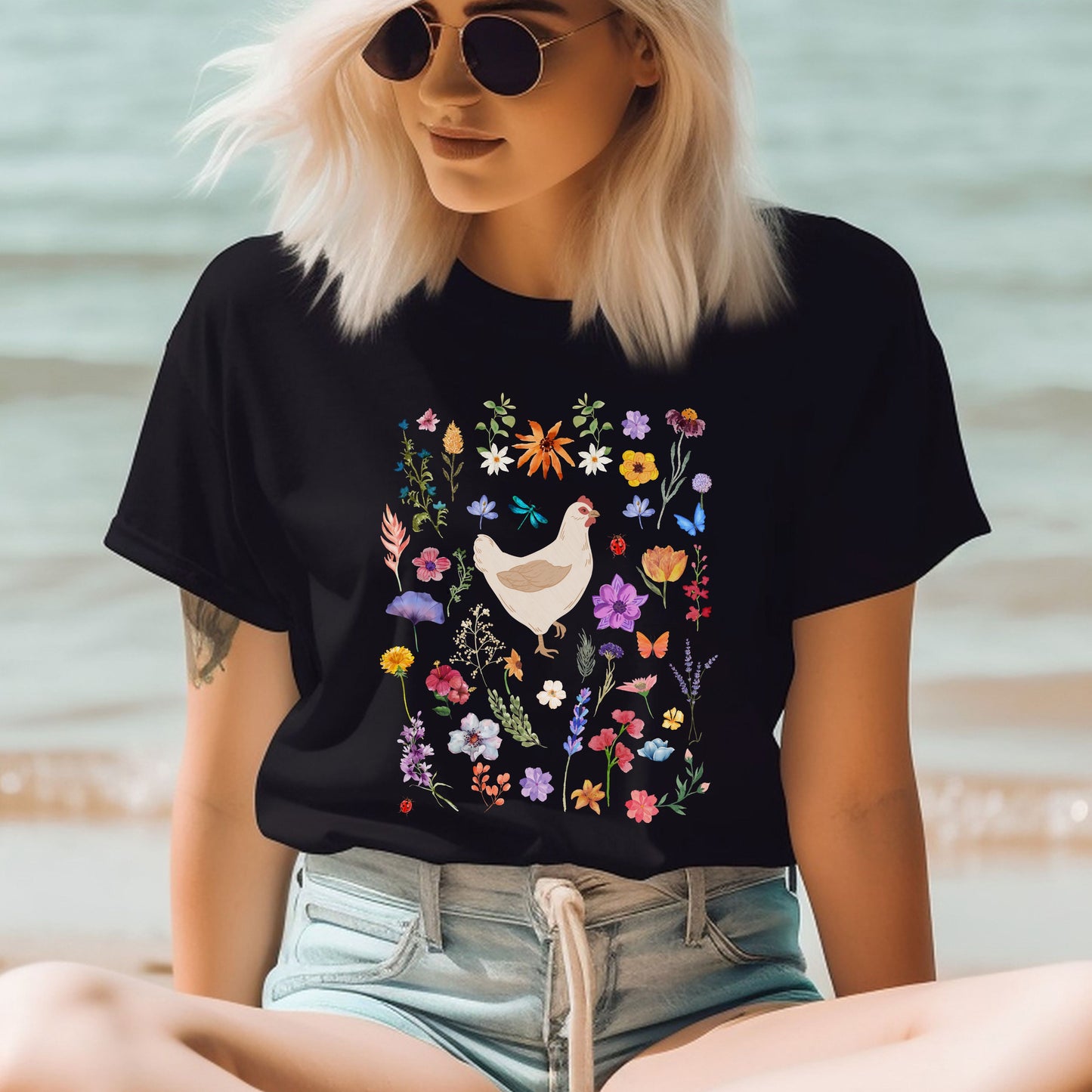 Chicken Flower Field T-Shirt